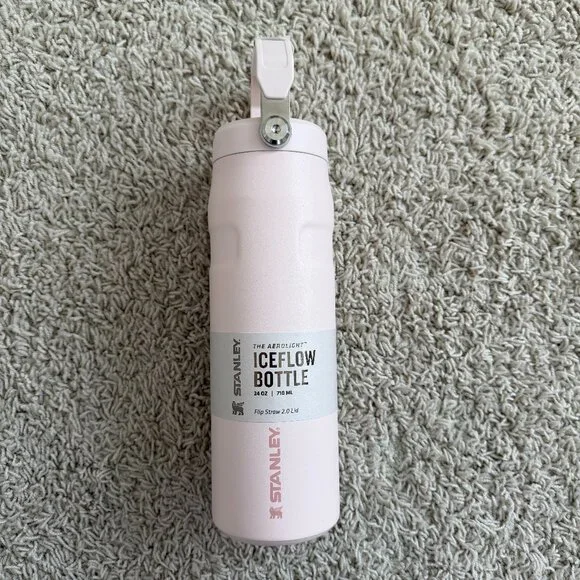 Stanley IceFlow Water Bottle Flip Straw Lid 24 oz Rose Quartz NWT - Picture 2 of 6